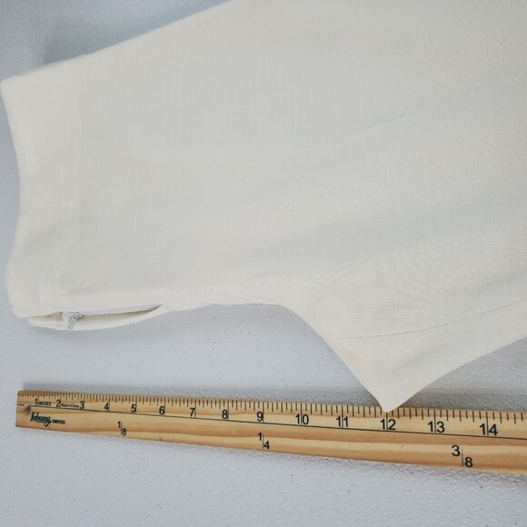 Exclusively Misook Womens Ivory Straight Leg Trousers Size 8 Career Old Money - Picture 7 of 9